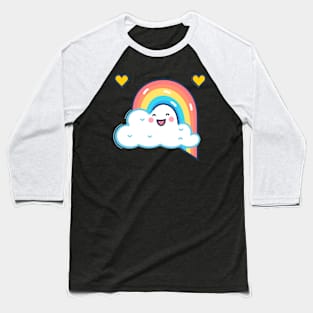 Kawaii Rainbow with Happy Cloud Baseball T-Shirt